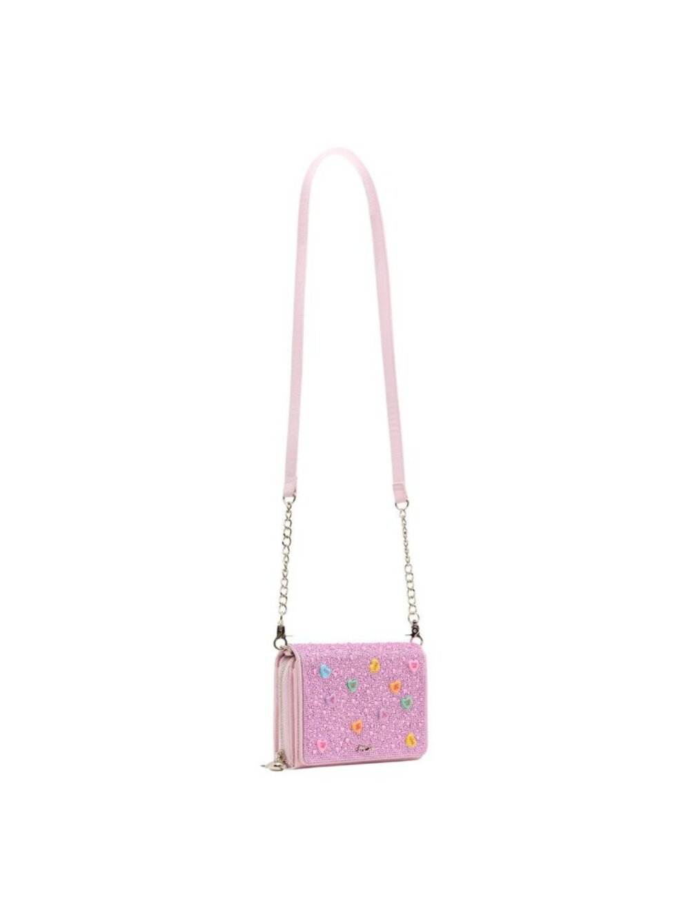 Betsey Johnson Candy Hearts Crossbody Purse Rhinestone Pink Novelty Wallet Bag - Picture 5 of 5